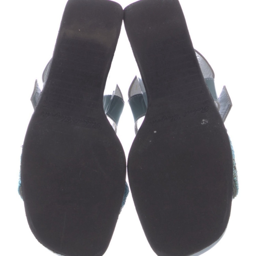 Robert Clergerie Blue Leather Beaded Sandals Size: 7 1/2 - Picture 5 of 6